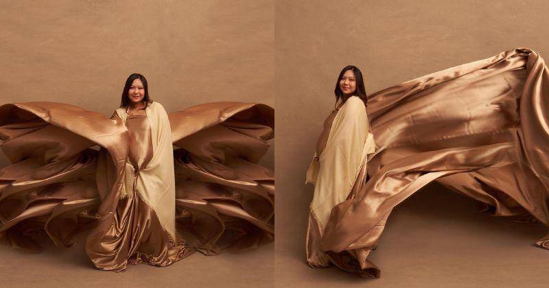 6 Foto Maternity Sisca Kohl dengan Kain Emas, Baru Diungkap